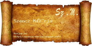 Szencz Mária névjegykártya