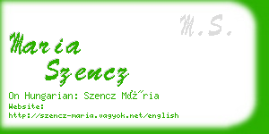 maria szencz business card